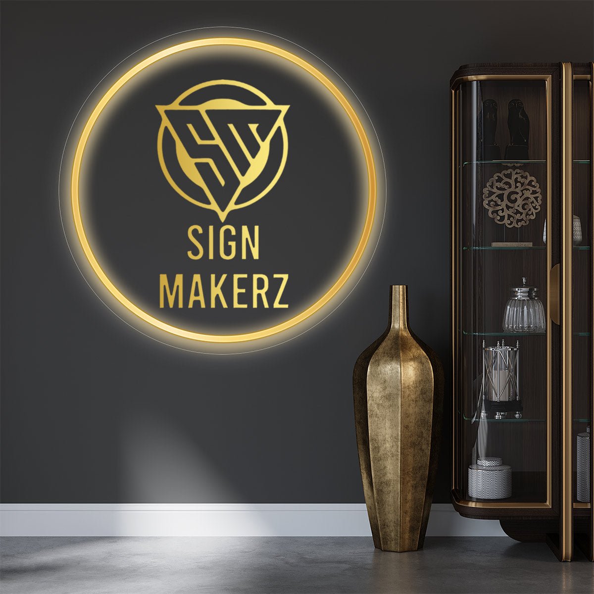 Transparent Acrylic Gold Sign with Neon Backlight - signize