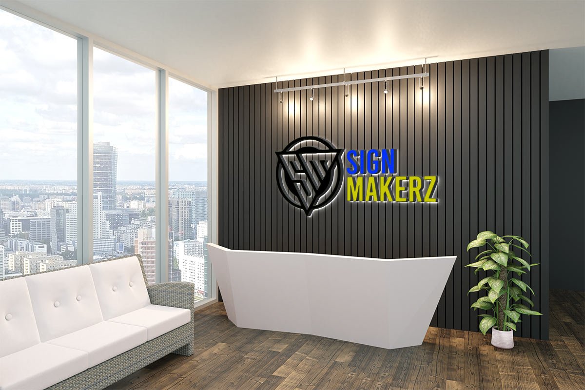 3D Metal Backlit Sign Dark Background - signize